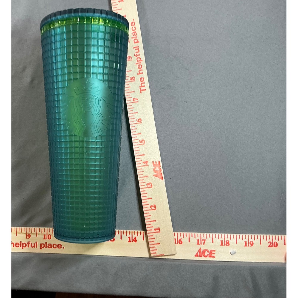 Starbucks Mountain Dew Green Grid Venti Cold Cup  Textured 24oz Acrylic Tumbler